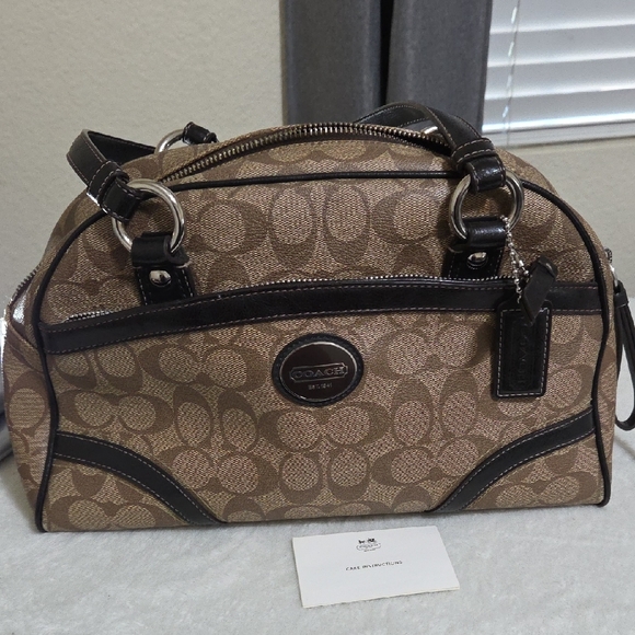 Coach Tan and Brown Signature Satchel - Picture 1 of 11
